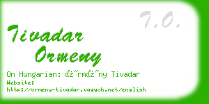 tivadar ormeny business card